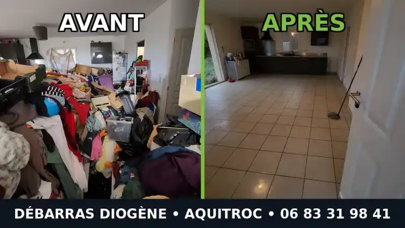Remise en état d’un logement en syndrome de Diogène par Aquitroc, avant après